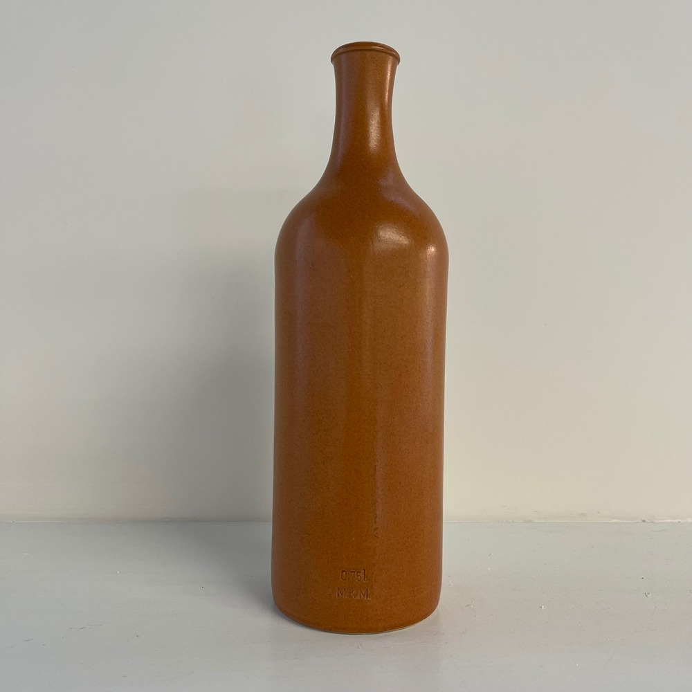MKM Vintage German Stoneware Clay Bottle 0.75L Terracotta‎ Brown Glazed Vase